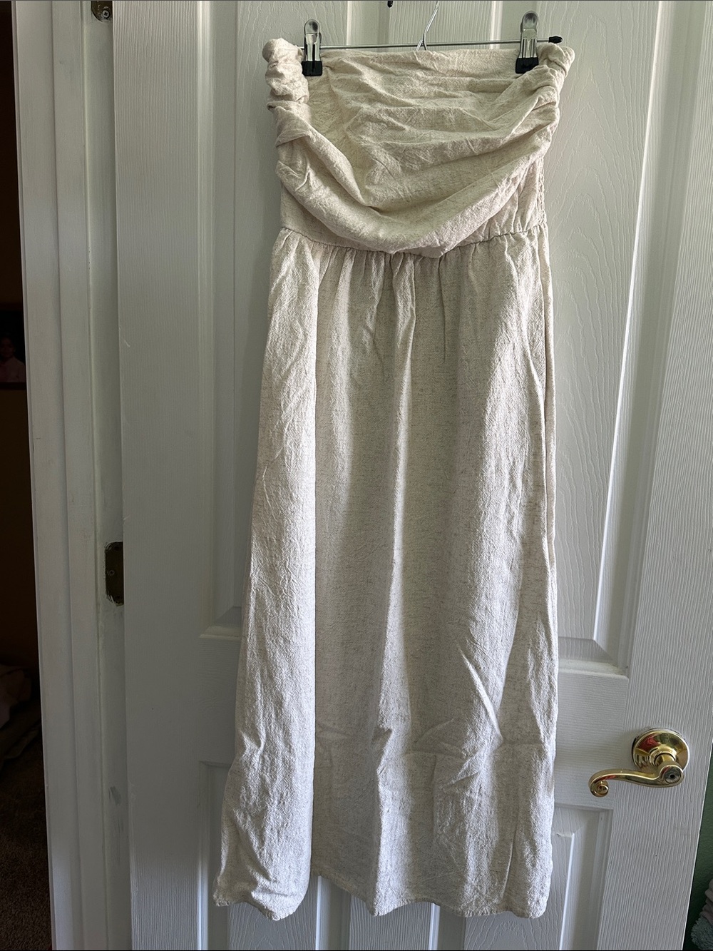 Express Cream Strapless Maxi Skirt